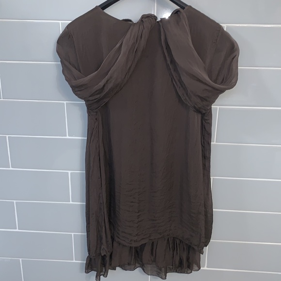 Dark Brown Carla Conti Italian Silk Blouse - Picture 11 of 14